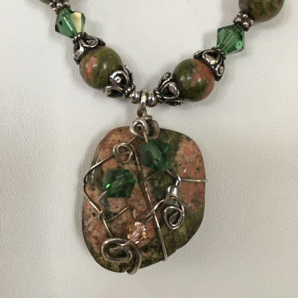 Vintage Agate Semi-Precious Pendant Necklace MINT - Picture 7 of 9